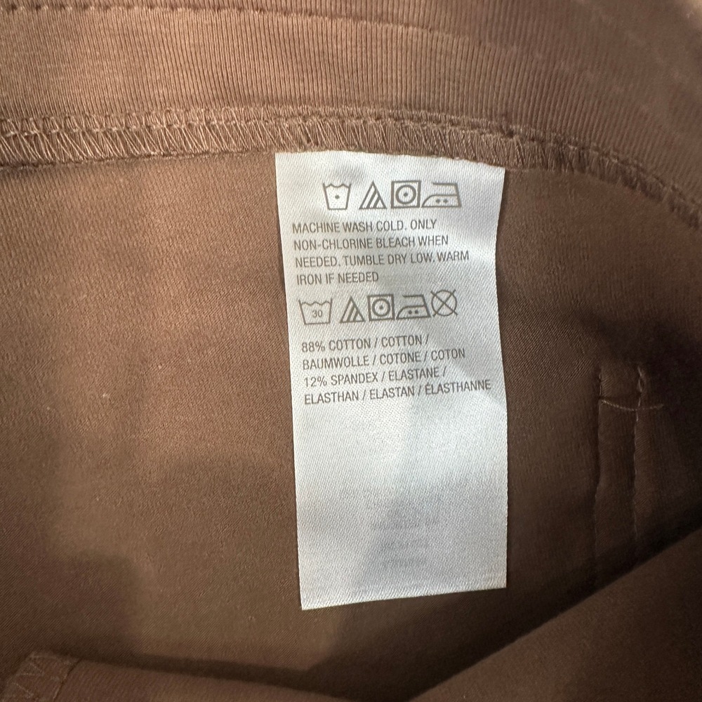 Susan Graver Weekend Brown Cotton Spandex Pull On Crop Pants Large - Picture 6 of 8